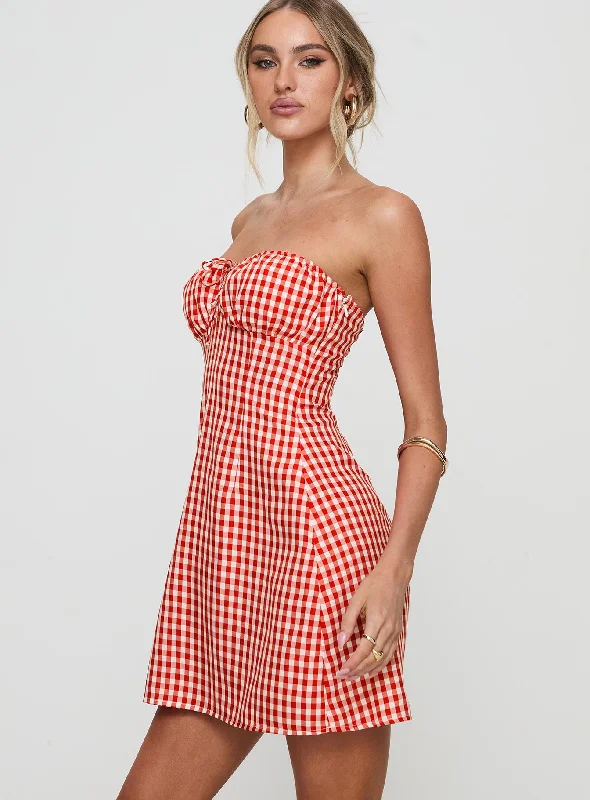 Double Date Mini Dress Red Gingham