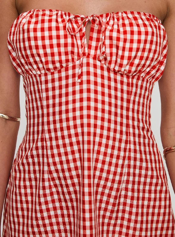 Double Date Mini Dress Red Gingham