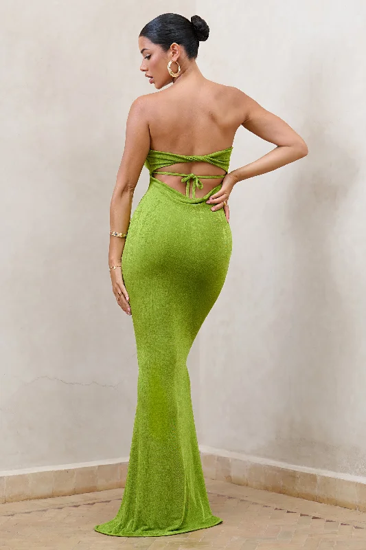 Wild Fantasy | Green Bandeau Sweetheart Maxi Dress