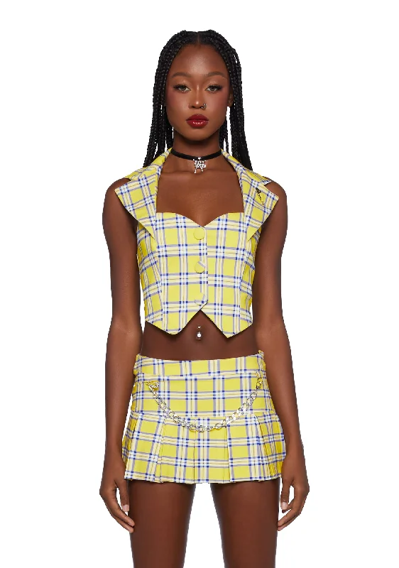 As If Plaid Halter Vest