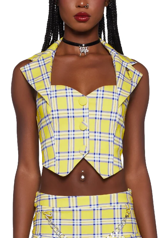 As If Plaid Halter Vest