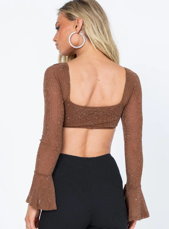 Devin Long Sleeve Top Brown