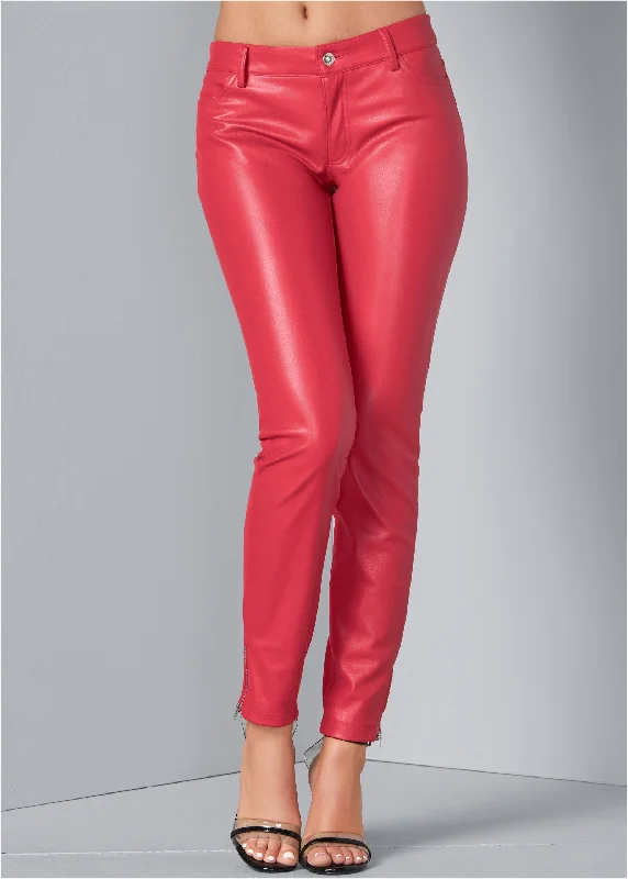 Faux leather pants - Red