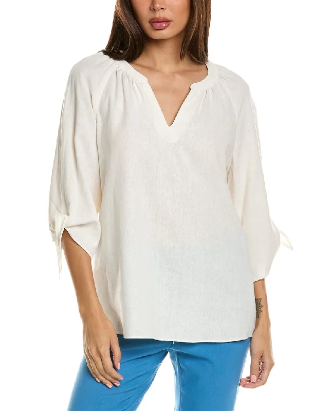 Jones New York Elbow Sleeve Linen-Blend Blouse