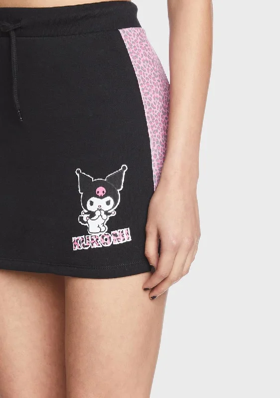 Kuromi Contrast Leopard Print Skirt