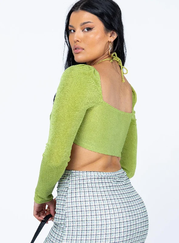 Loriella Ring Detail Long Sleeve Top Green