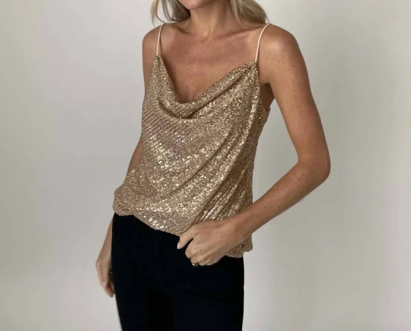 New Year Sequin Tank In Gold