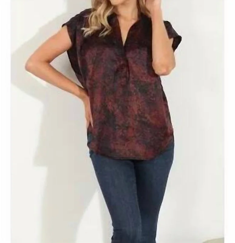 Randall Woven Dolman Blouse In Plum