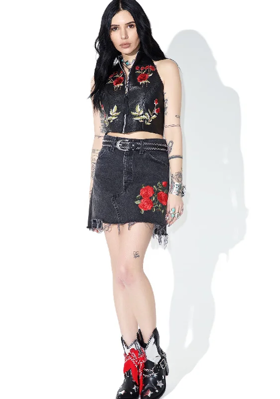 Reworked Levi's Denim Rose Skirt