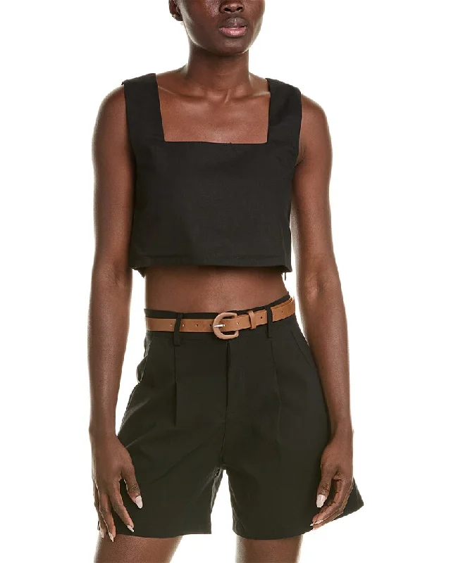 SERENETTE Linen-Blend Crop Top