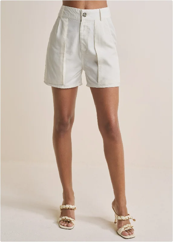 High-waist walking shorts - Bone