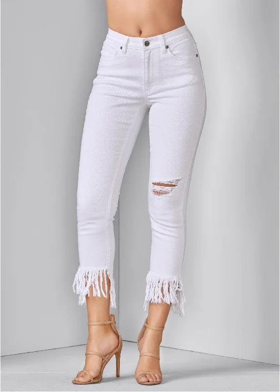 Frayed ripped jeans - White Denim