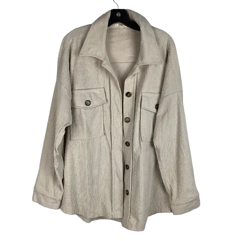 Jacket Shirt By Ee Some In Tan, Size: L