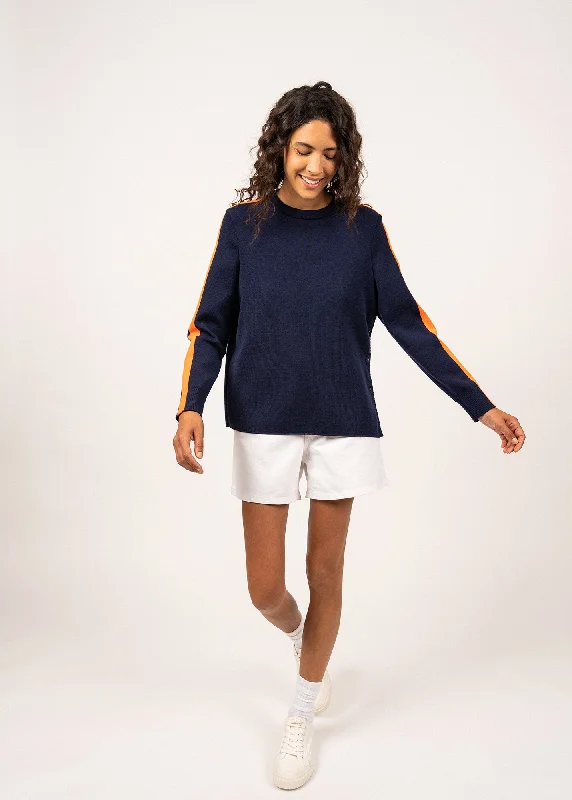 Chausey navy-inspired jumper - with contrasting stripe (INSIGNE/ORANGE FLUO)