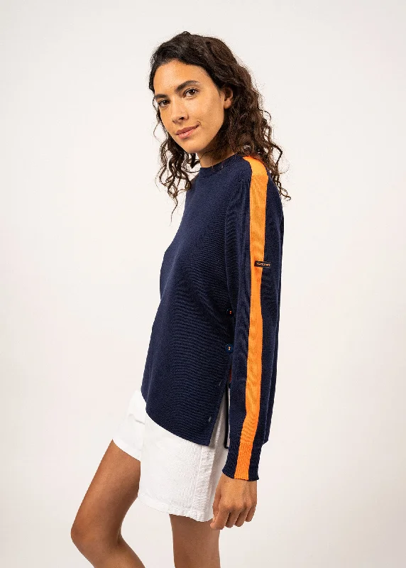 Chausey navy-inspired jumper - with contrasting stripe (INSIGNE/ORANGE FLUO)