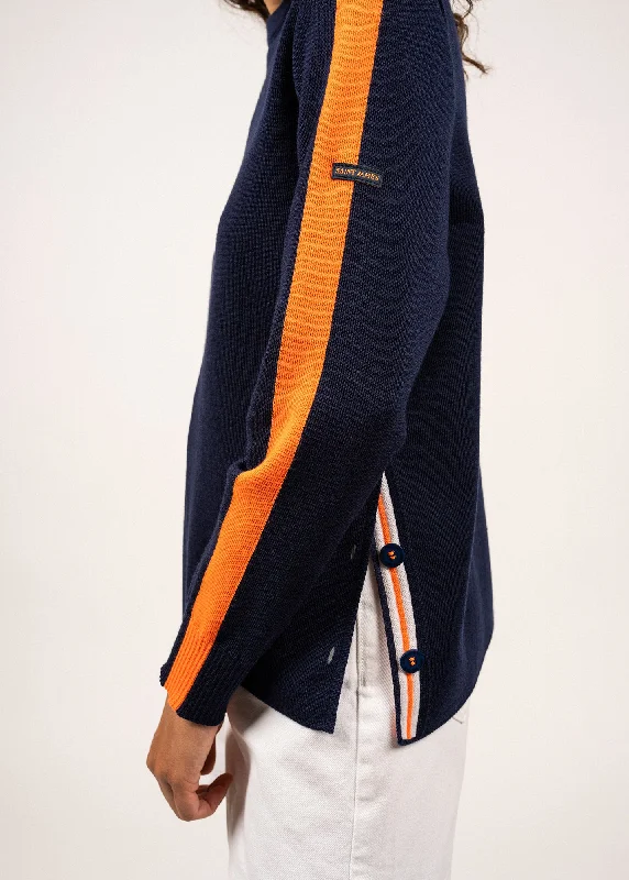 Chausey navy-inspired jumper - with contrasting stripe (INSIGNE/ORANGE FLUO)