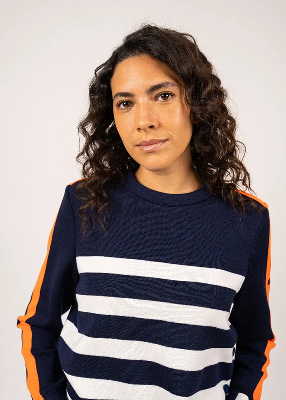 Chausey navy-inspired striped jumper - with contrasting stripe (INSIGNE/BLANC/ORANGE FLUO)