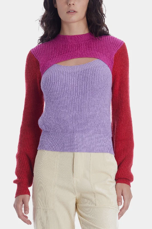 Colorblock Cutout Sweater