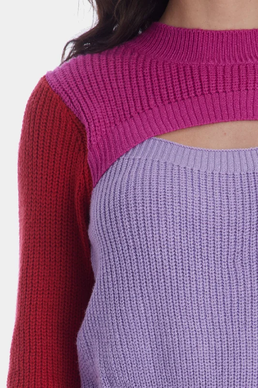 Colorblock Cutout Sweater