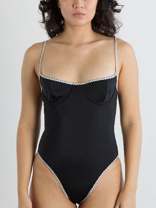 Deniz One Piece - Black Polka