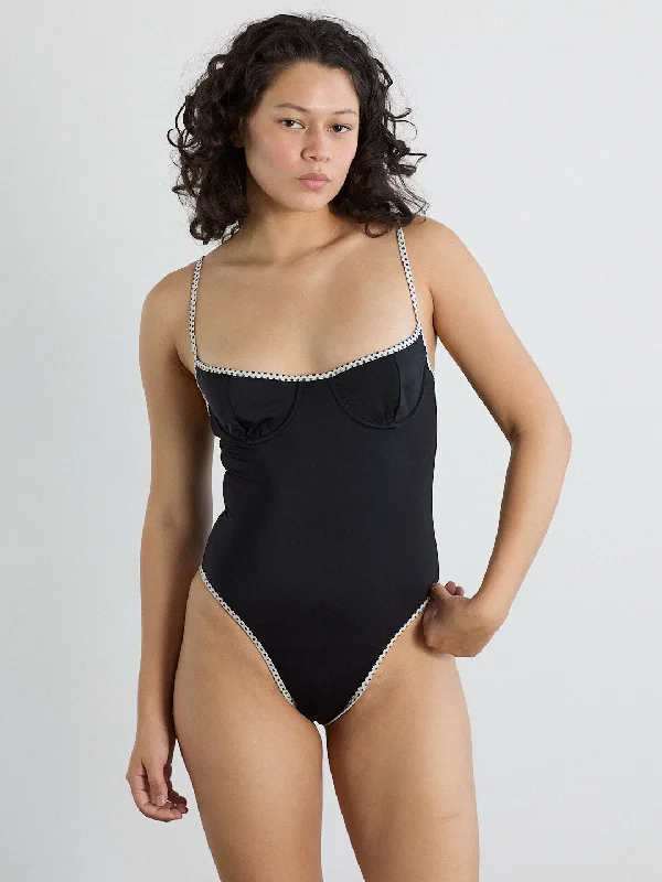 Deniz One Piece - Black Polka