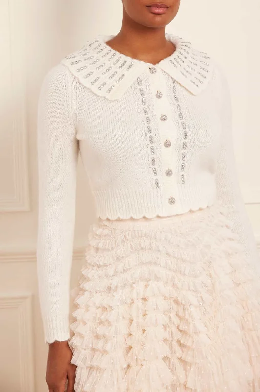 Embellished Collar Short Cardigan