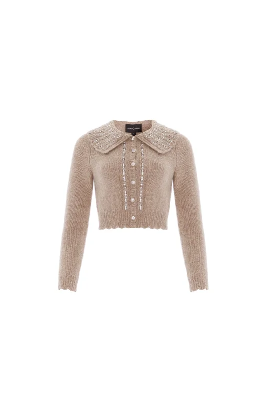 Embellished Collar Short Cardigan