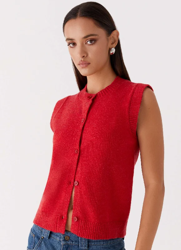 Hanson Knit Vest Top - Red