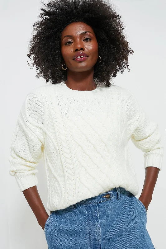 Ivory Cable Knit Courchevel Sweater