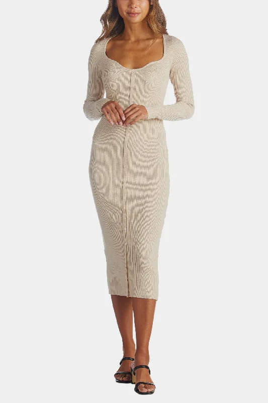 Kathryn Sweetheart Ribbed Sweater Dress