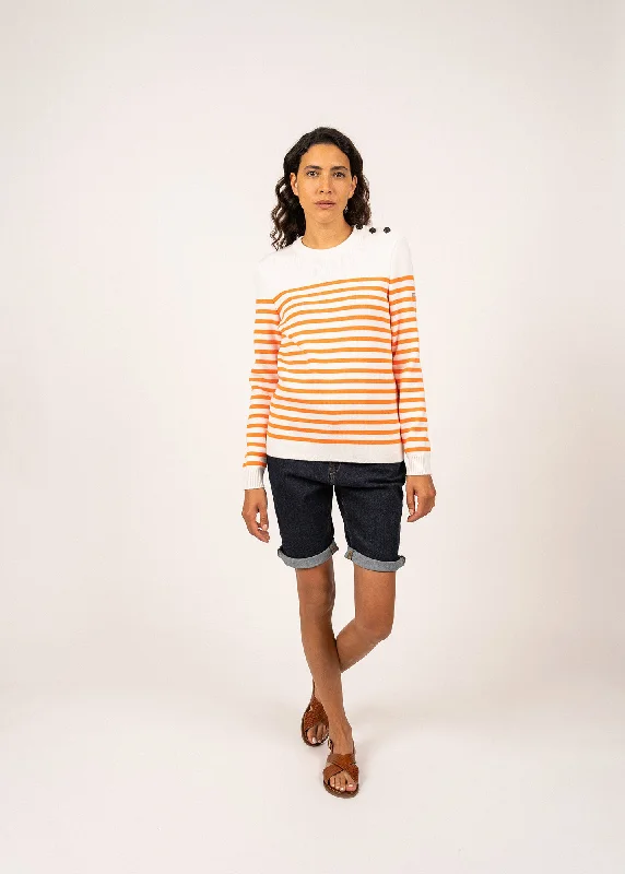 Rochefort striped sailor jumper - in wool (ECUME/ORANGE FLUO)