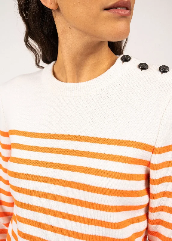 Rochefort striped sailor jumper - in wool (ECUME/ORANGE FLUO)