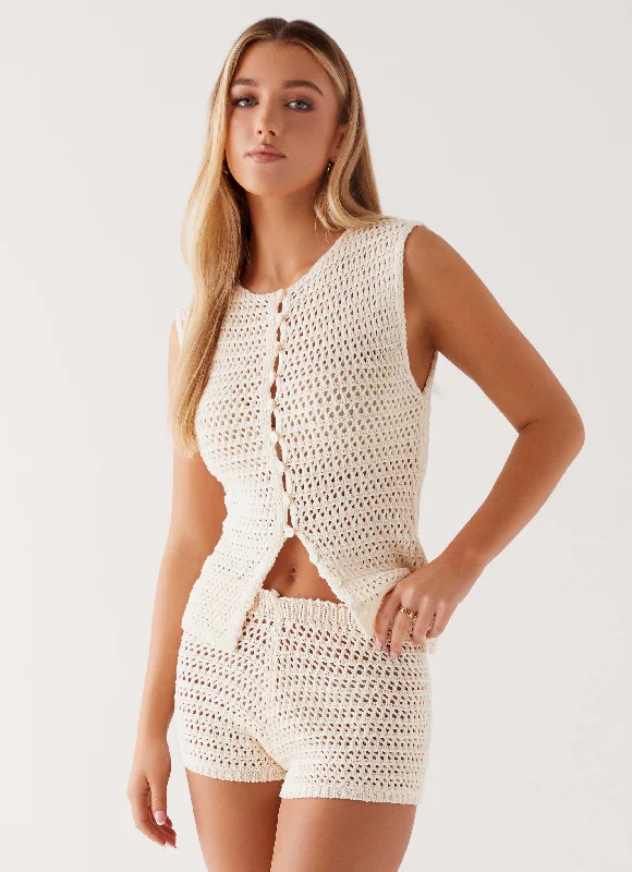 Sierra Crochet Mini Shorts - Ivory