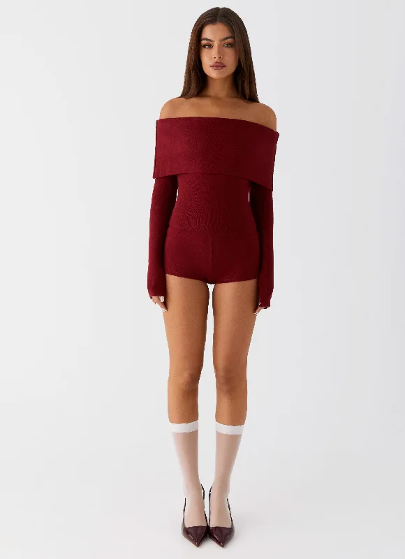 Spectate Long Sleeve Top - Maroon