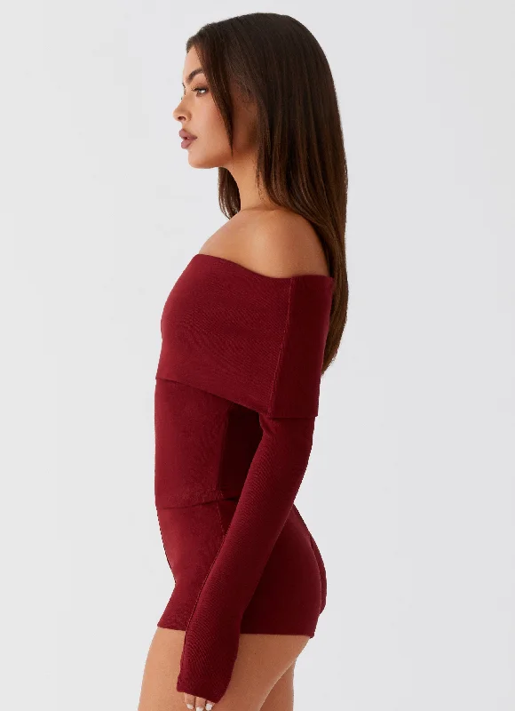 Spectate Long Sleeve Top - Maroon