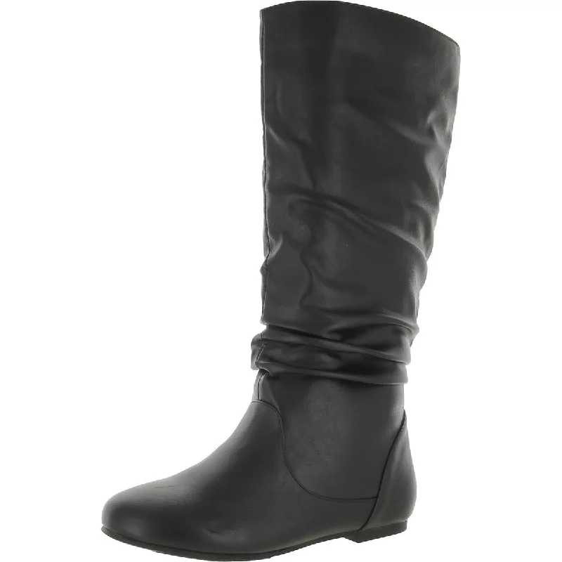 Womens Faux Leather Mid-Calf Boots