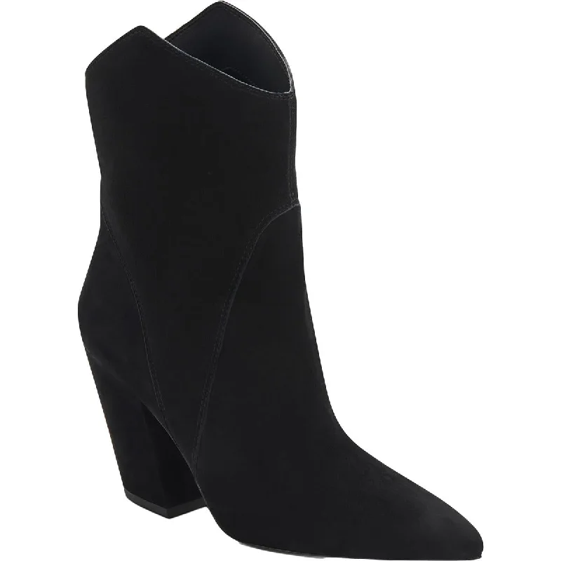 Nestly Womens Suede Pointed Toe Mid-Calf Boots