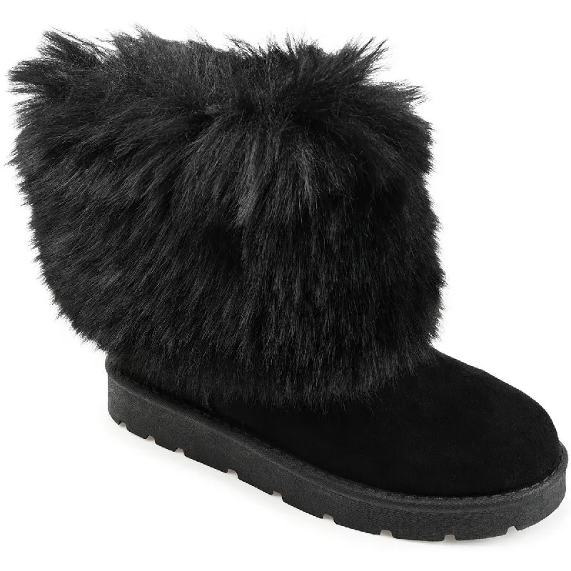 Womens Faux Suede Faux Fur Shearling Boots