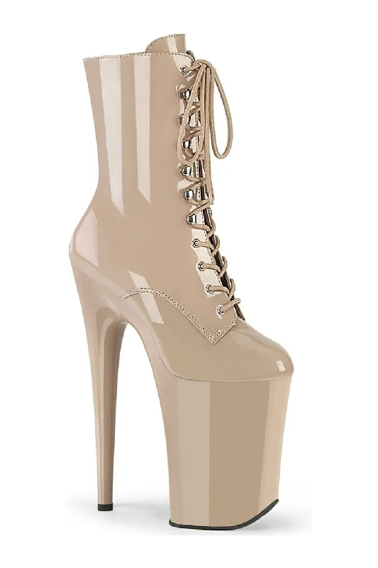 INFINITY-1020 Nude Patent Ankle Boot