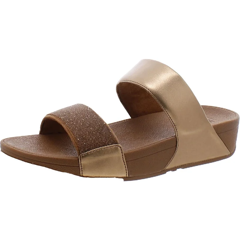 Lulu Opul Womens Faux Leather Embellished Slide Sandals