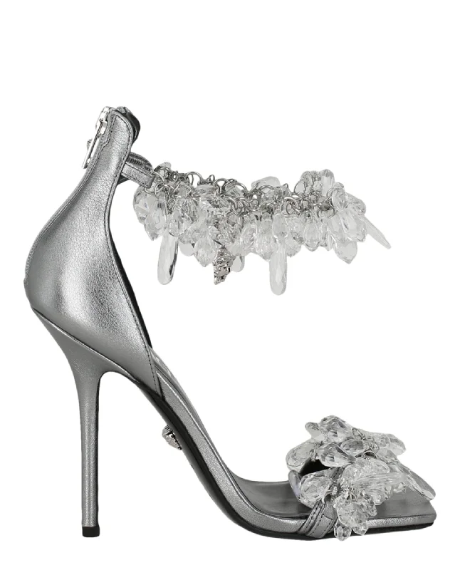 Versace Womens Crystal Chandelier Stiletto Sandals