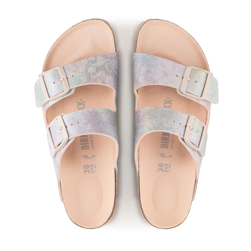 Birkenstock Arizona Vegan Slide Sandal (Women) - Iridescent Light Rose Microfiber