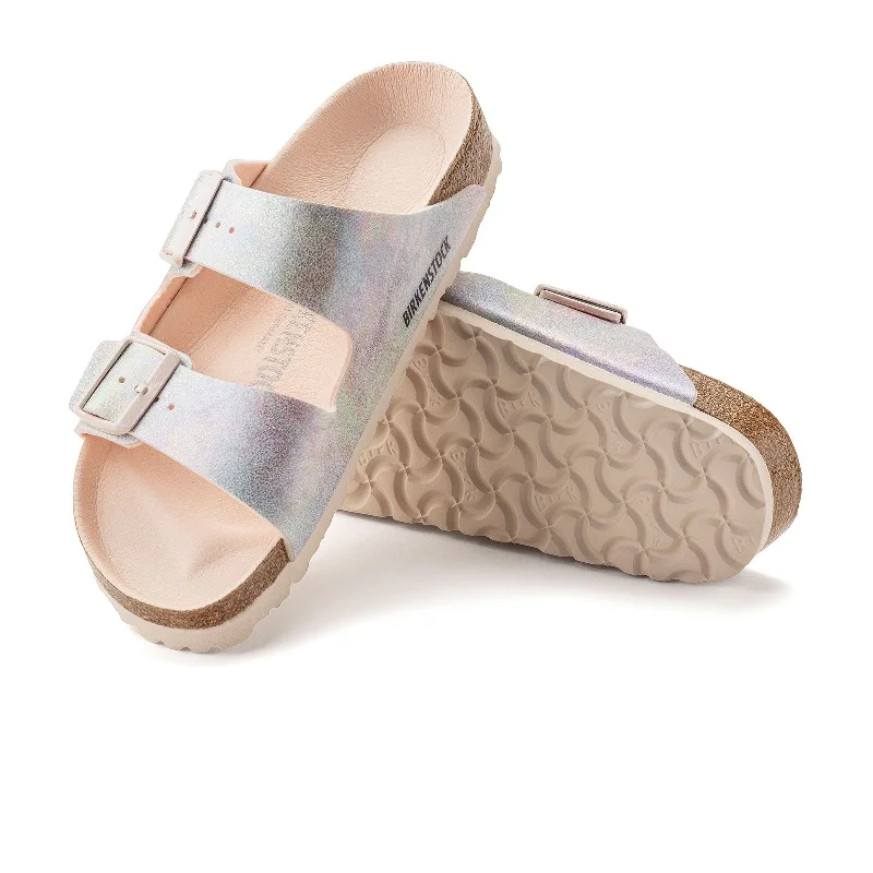 Birkenstock Arizona Vegan Slide Sandal (Women) - Iridescent Light Rose Microfiber