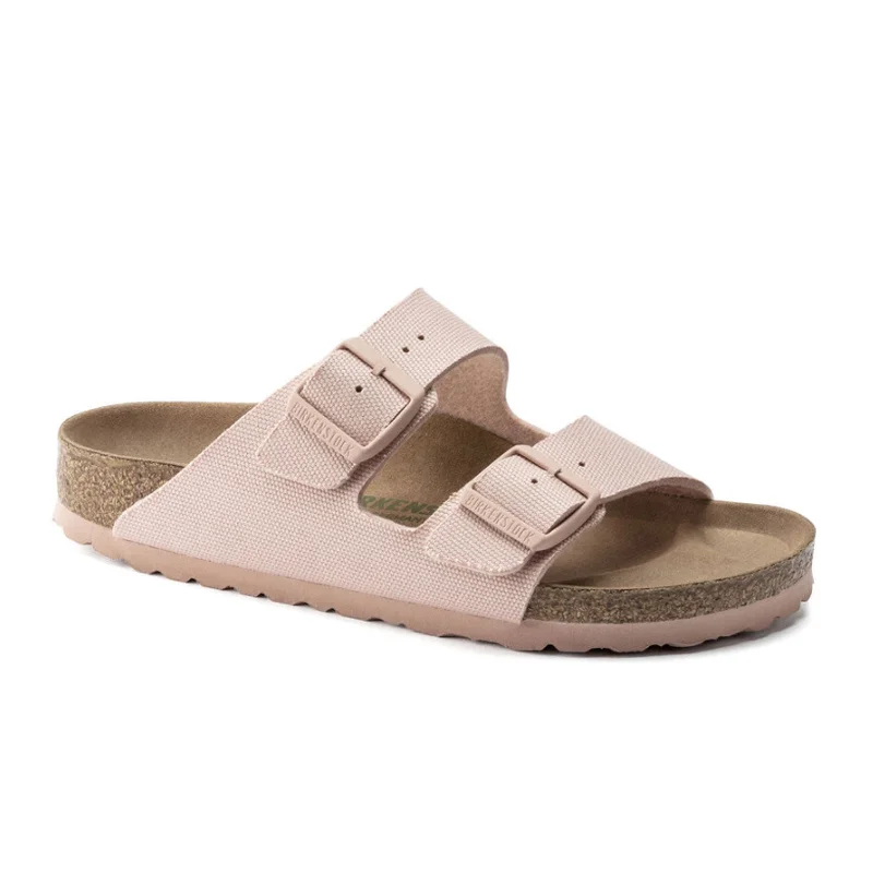 Birkenstock Arizona Vegan Slide Sandal (Women) - Soft Pink Canvas