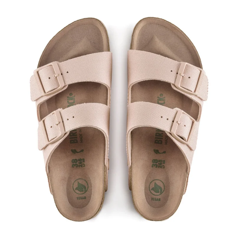 Birkenstock Arizona Vegan Slide Sandal (Women) - Soft Pink Canvas