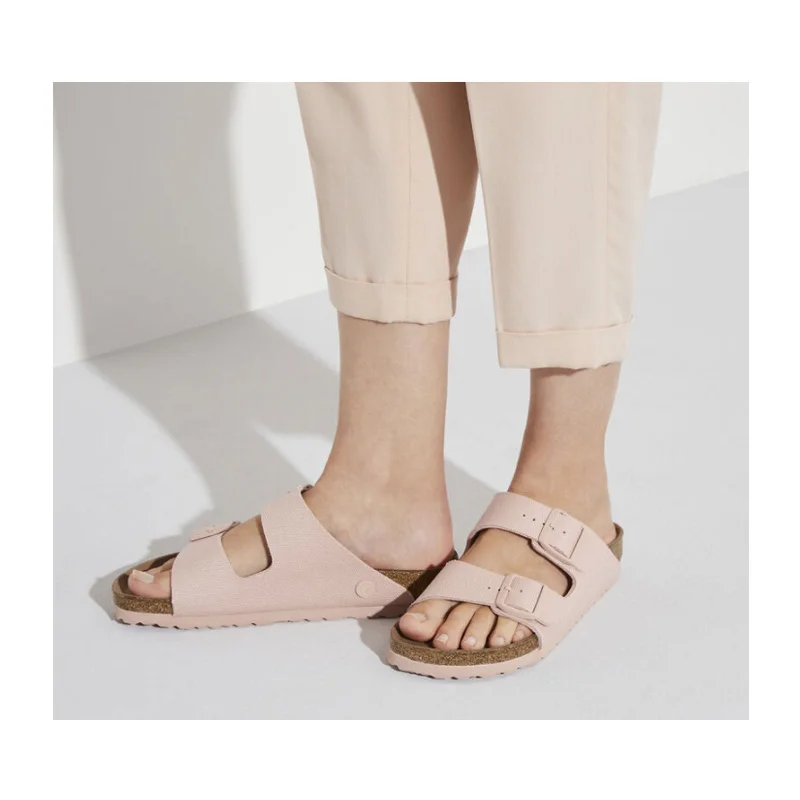 Birkenstock Arizona Vegan Slide Sandal (Women) - Soft Pink Canvas