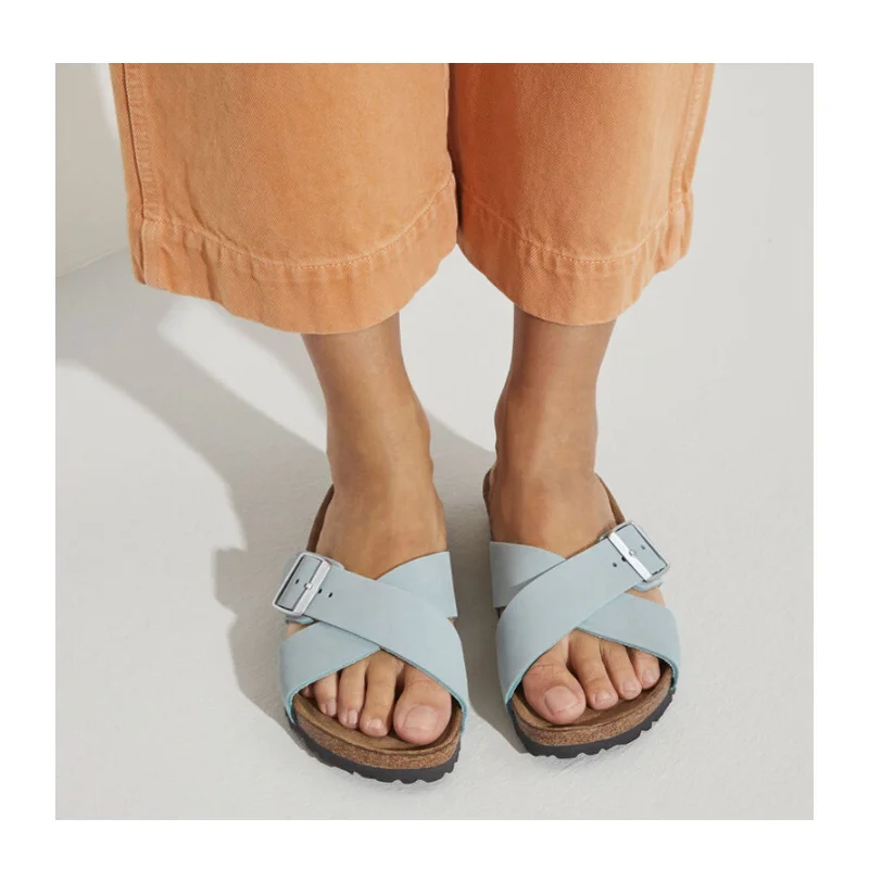 Birkenstock Siena Soft Footbed Slide Sandal (Women) - Faded Aqua Nubuck