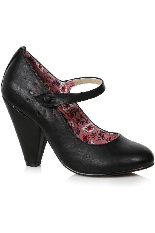 Bettie Page Allie Vintage Pump  | Black Faux Leather