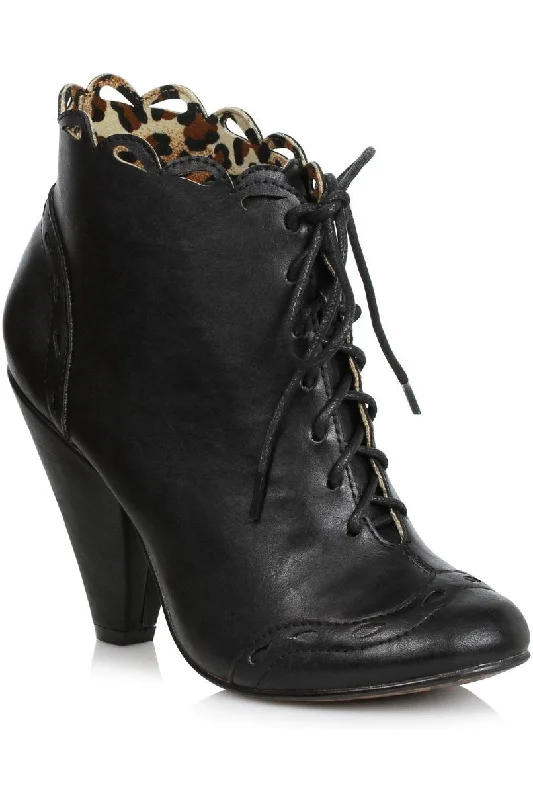 Bettie Page Eddie Vintage Bootie  | Black Faux Leather