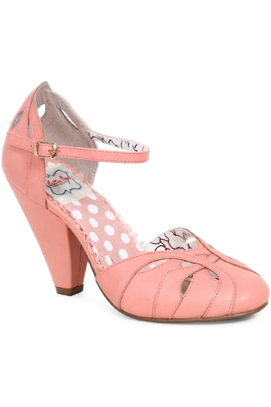 Bettie Page Sally Vintage Pump  | Orange Faux Leather